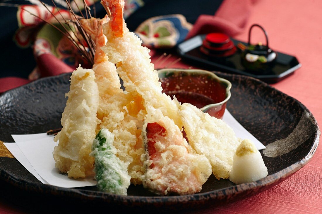 Shrimp tempura with dip (Japan)
