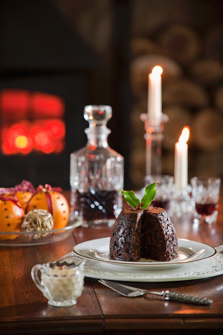 Christmas pudding and spiced oranges