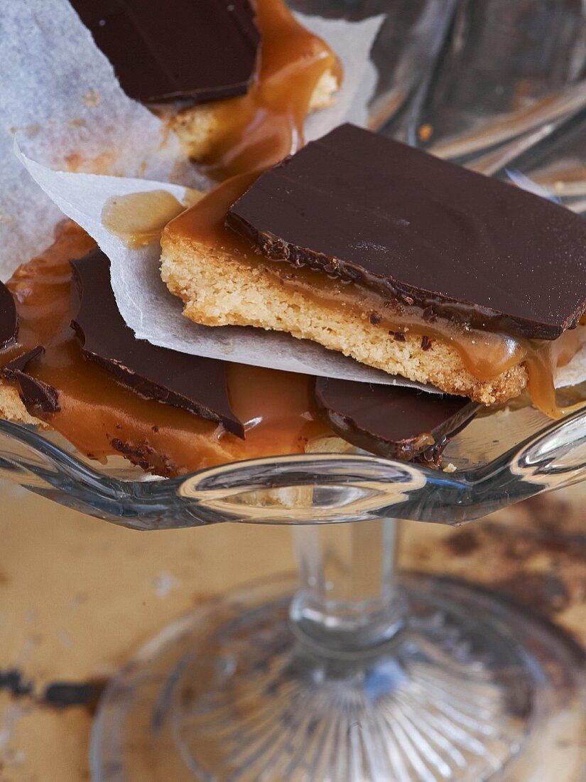 Shortbread with caramel and chocolate