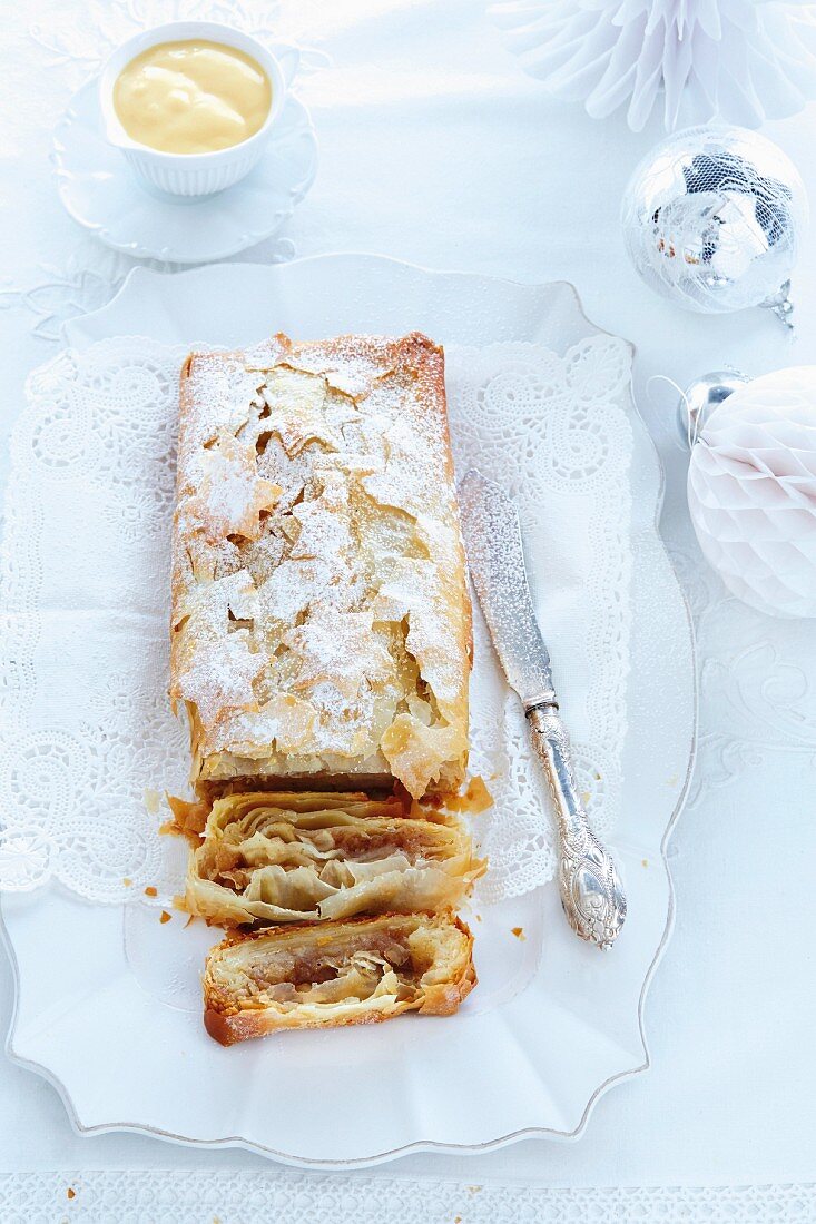 A festive apple and marzipan strudel for Christmas