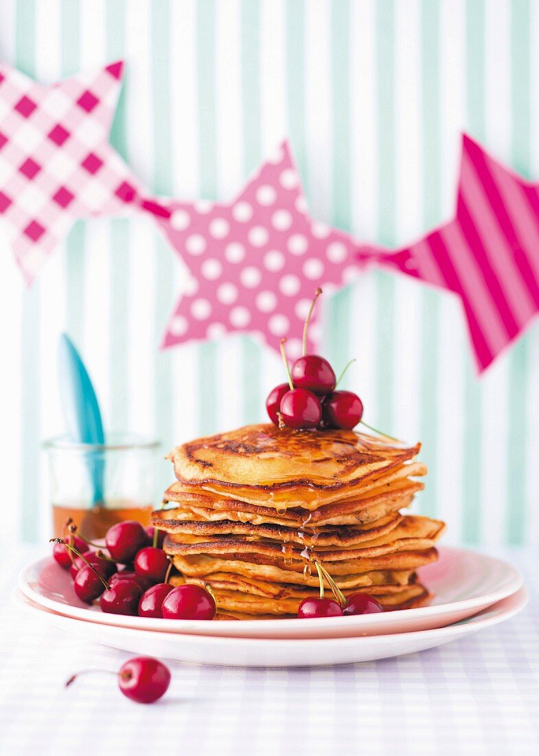 Pancakes with cherries
