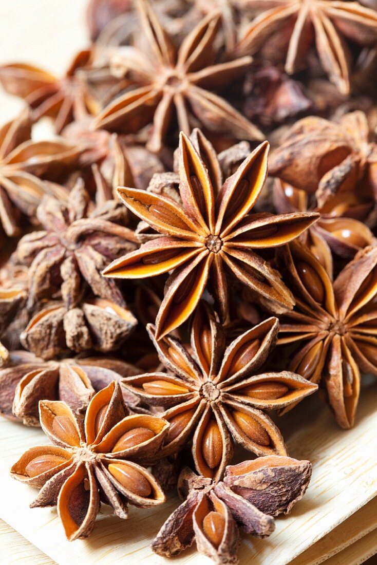 A pile of star anise (close-up)
