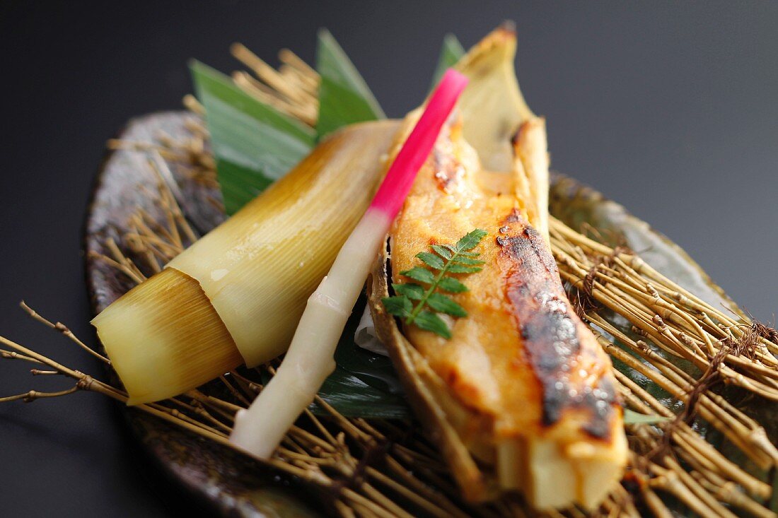 Grilled bamboo shoots with miso (Japan)