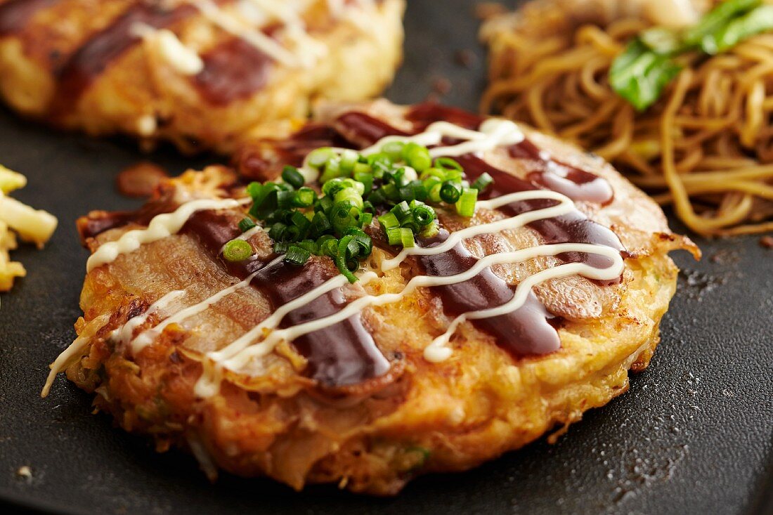 Okonomiyaki with noodles (Japan)