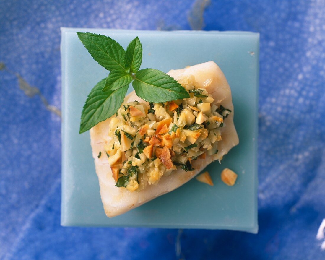Cod with mint and almonds