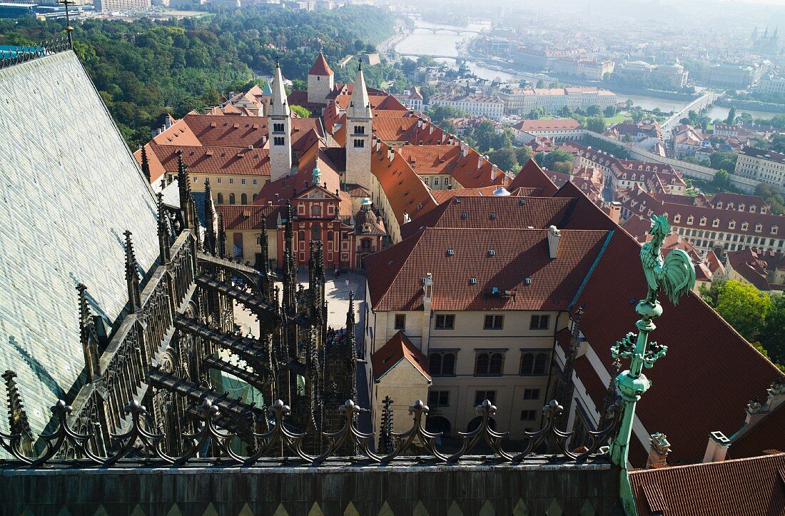 The view from St. Vitus cathedral over the town of Prague