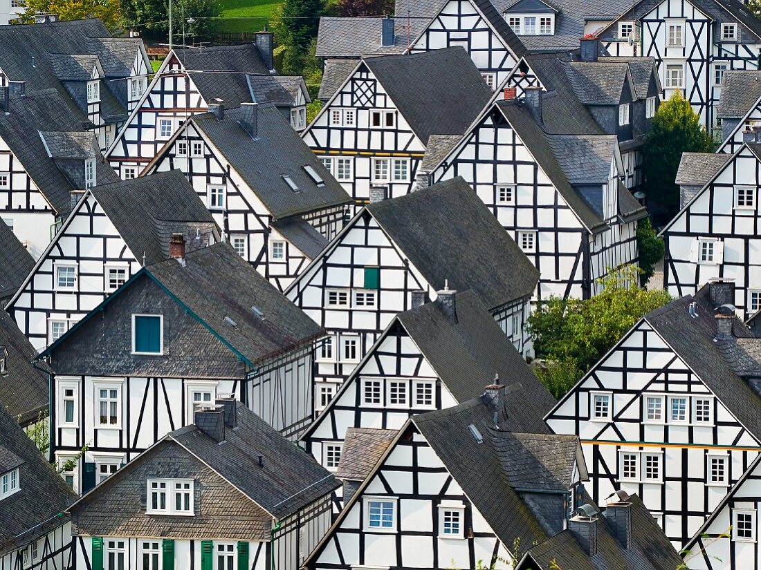 Lots of half-timbered houses in Freudenberg, North Rhine Westphalia