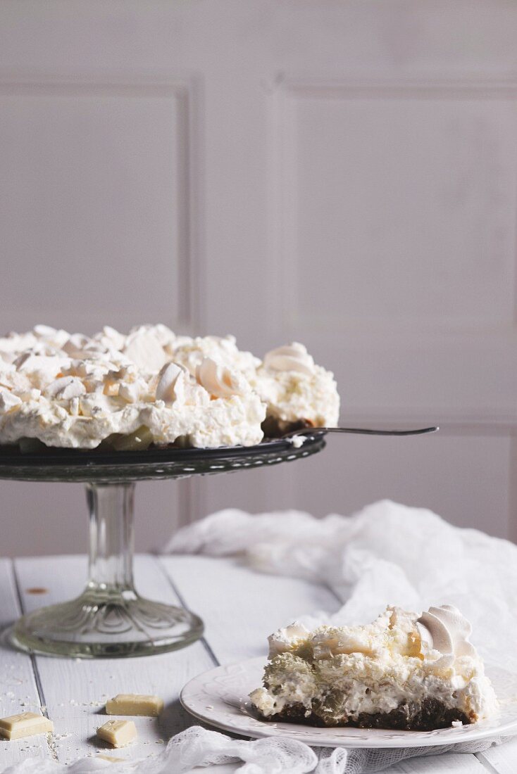 Pina colada cake with meringue, pineapple and coconut