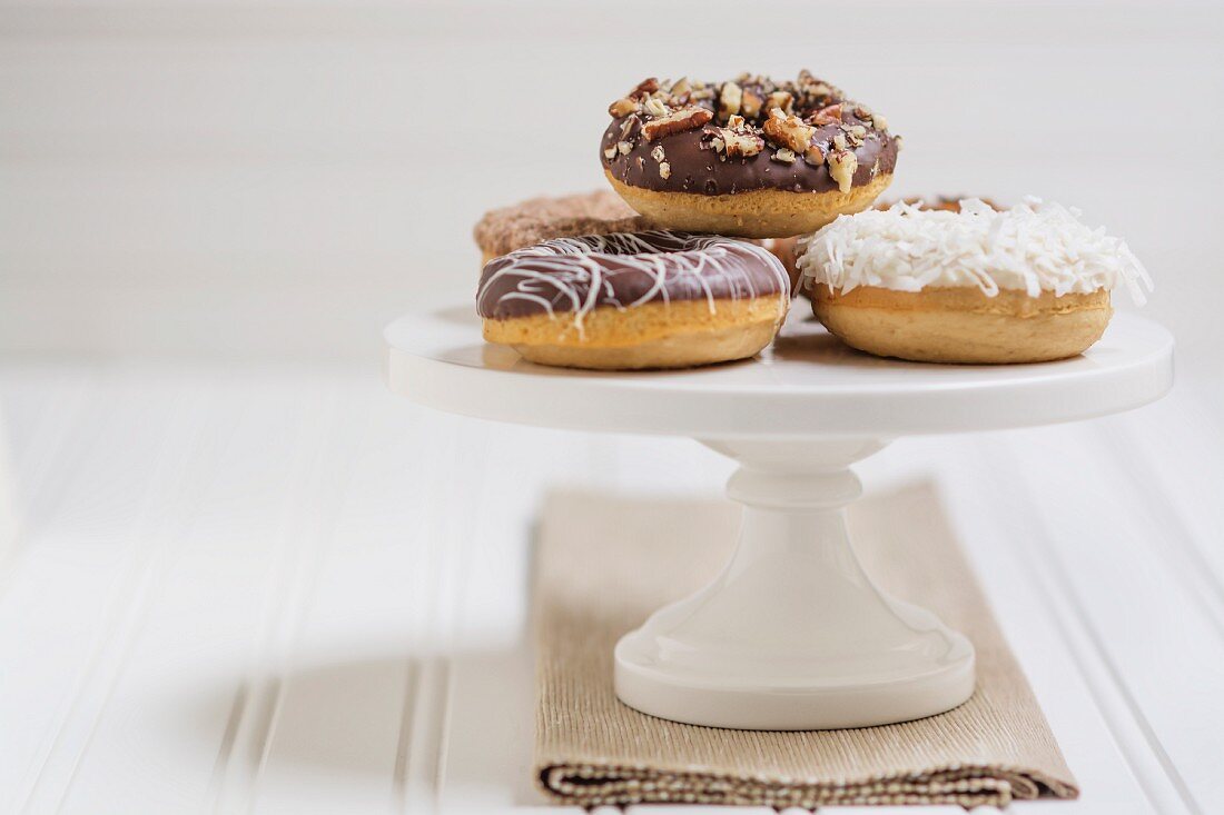Chocolate and coconut-glazed doughnuts