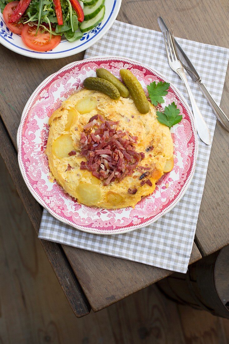 Farmhouse breakfast with gherkins