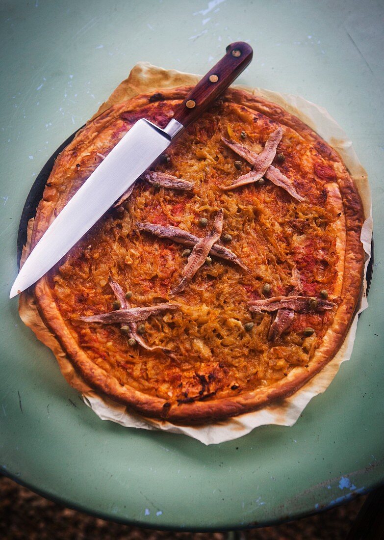 Pissaladiere with anchovies (France)