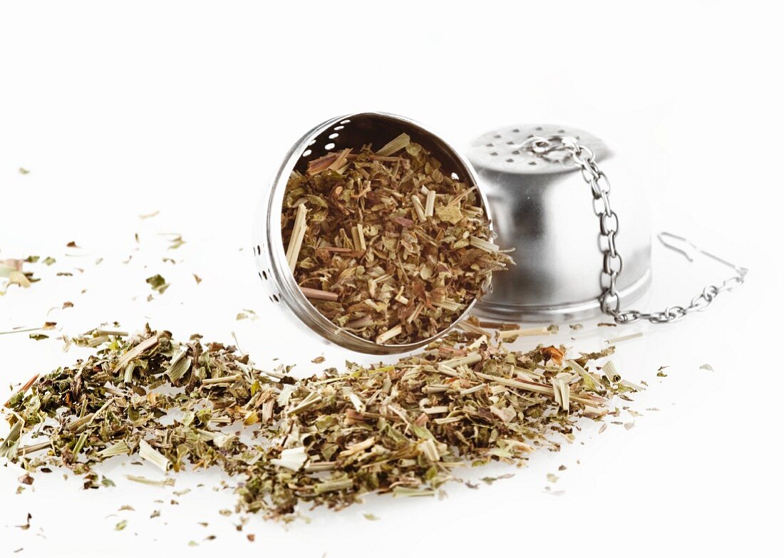 Tea leaves with a tea infuser