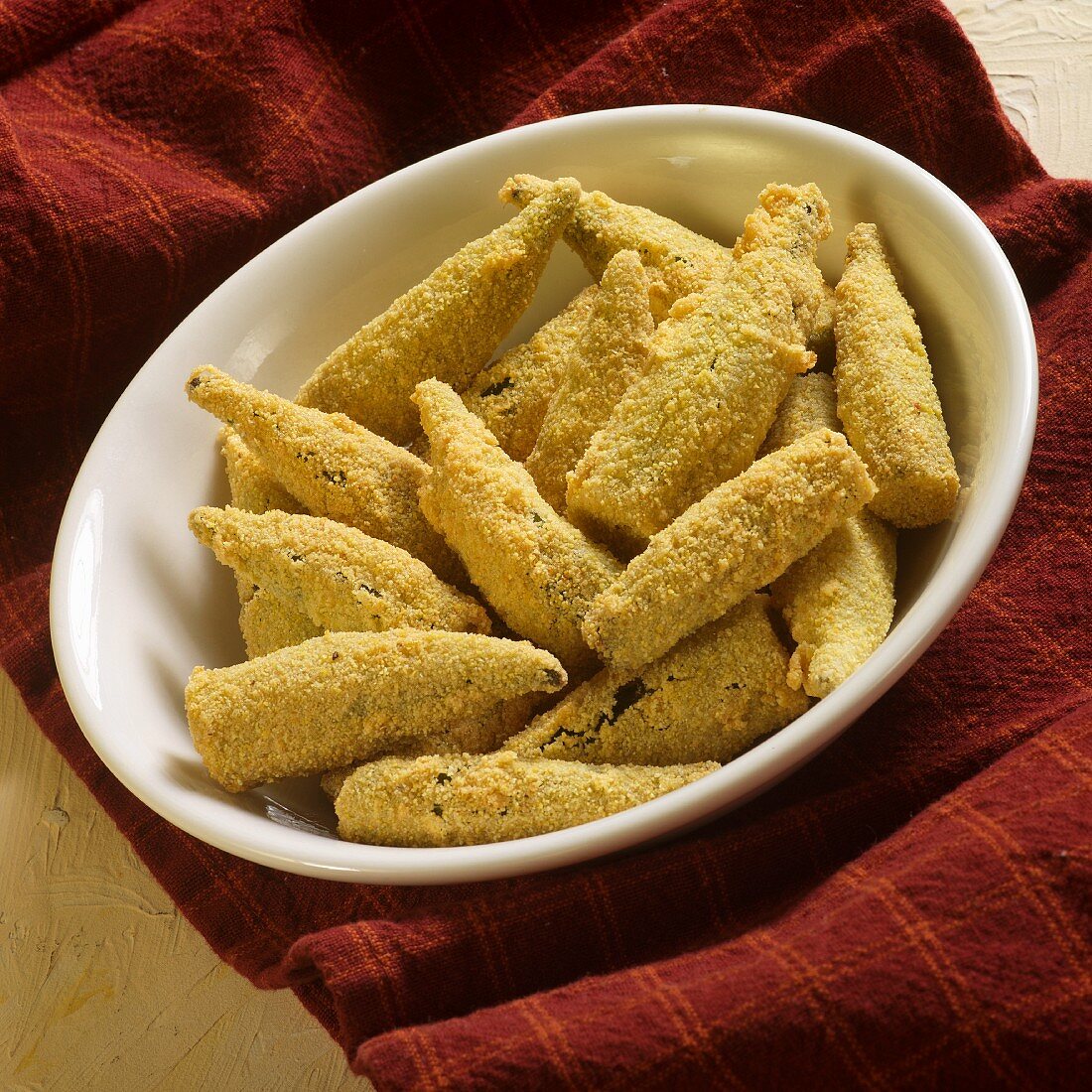 Fried okra breaded with egg and cornmeal (USA)