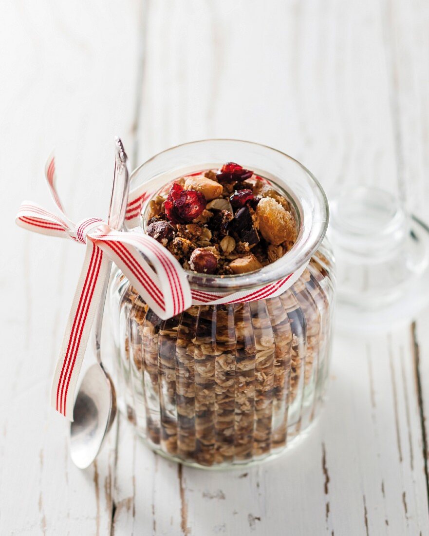 Muesli with dried fruits and ginger