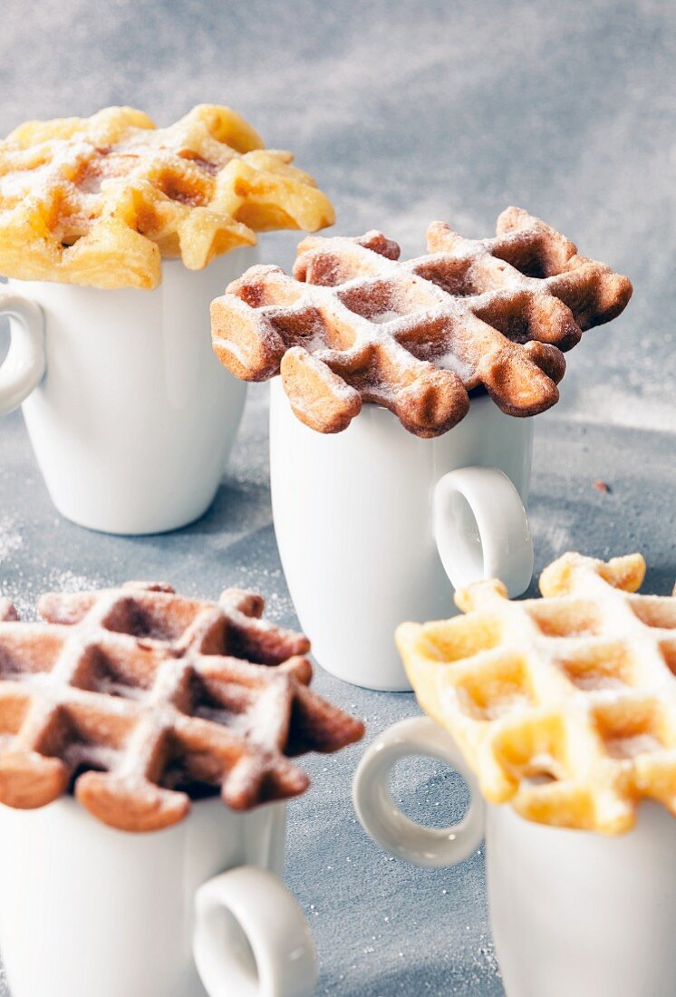 Mini waffles on cups