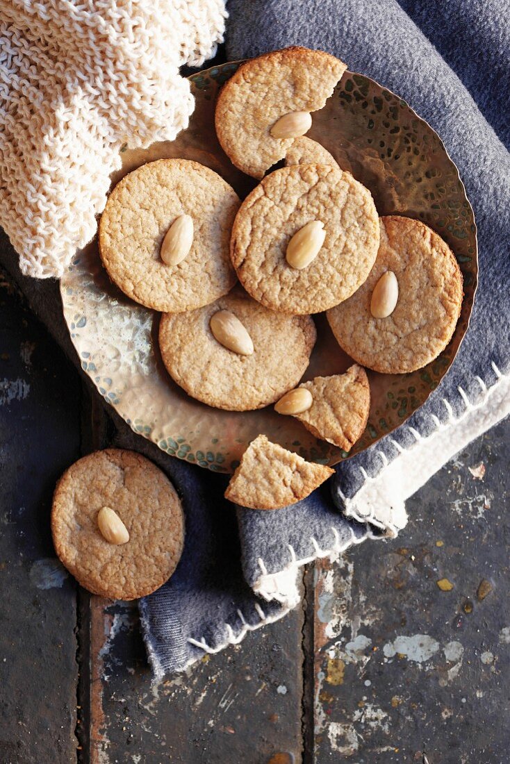 Soetkoekies (South African biscuits) with almonds
