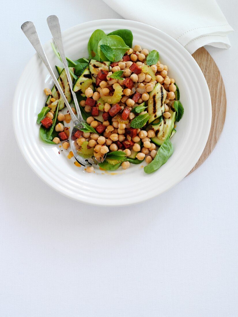 Chickpea salad with chorizo (seen above)