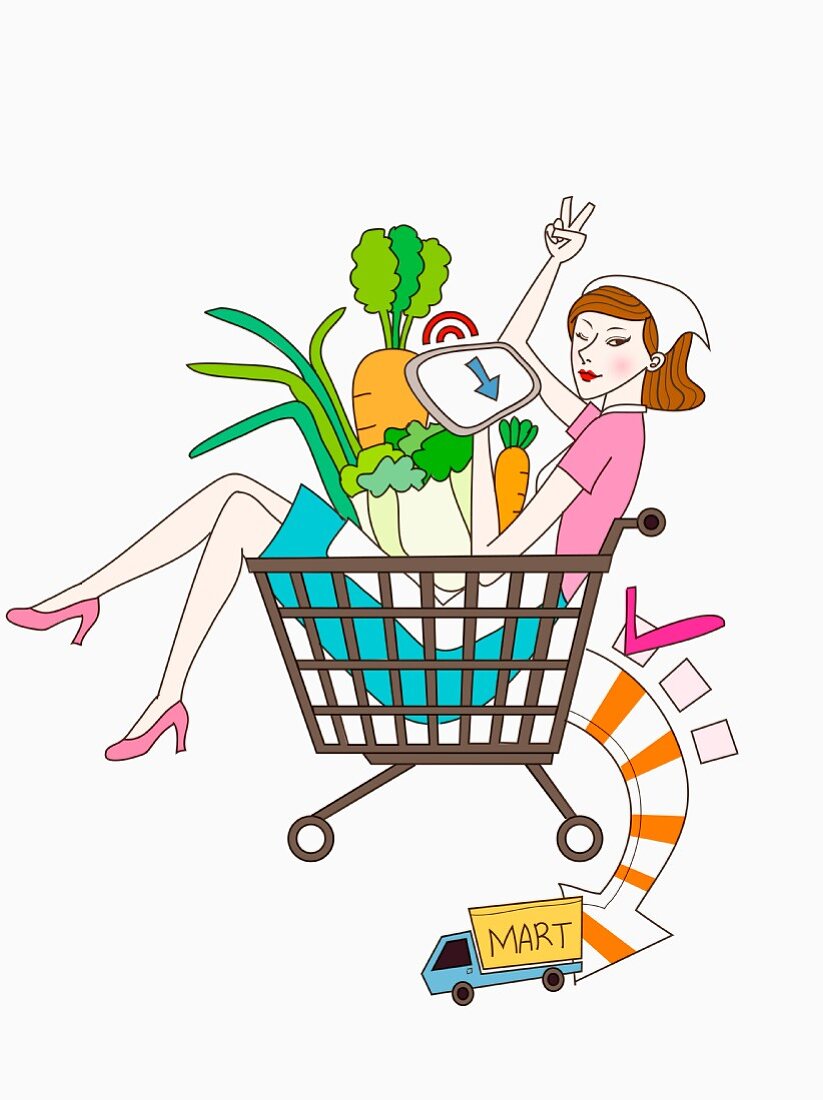 Symbolbild für Online-Shopping von Lebensmitteln (Illustration)