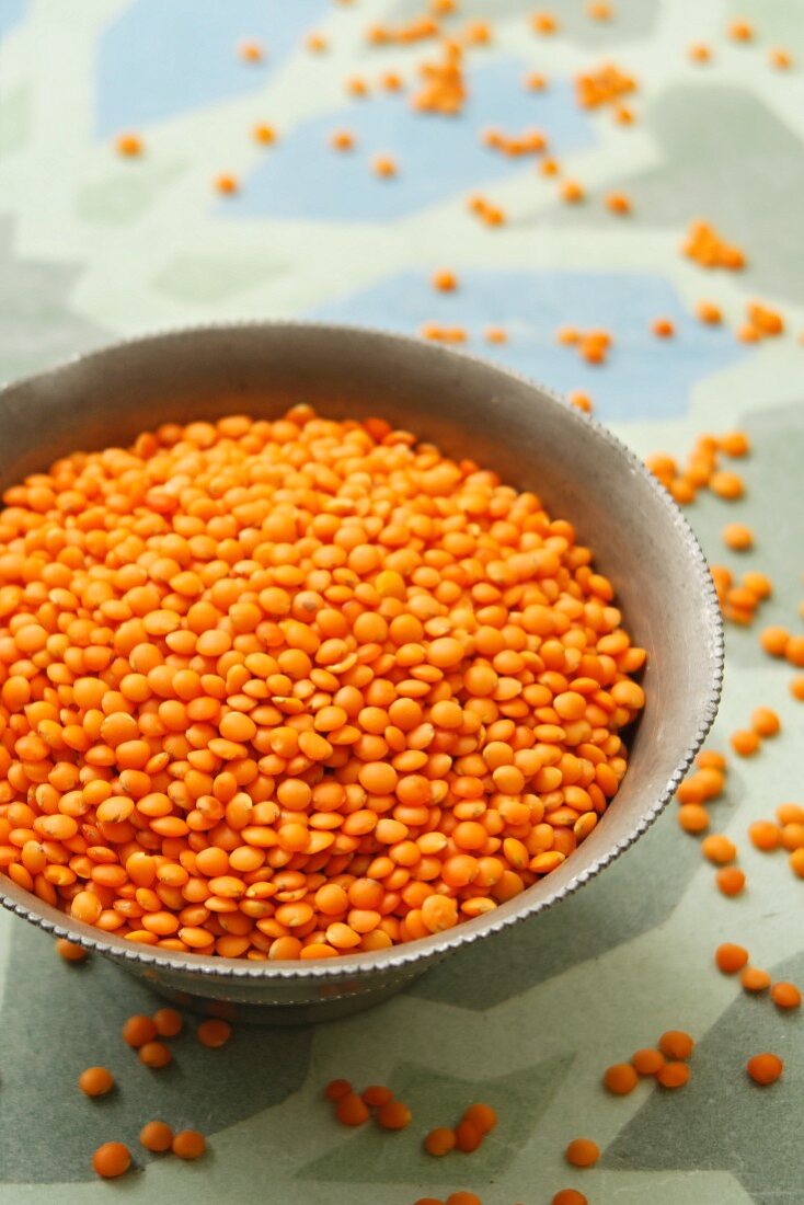 Red lentils in a dish