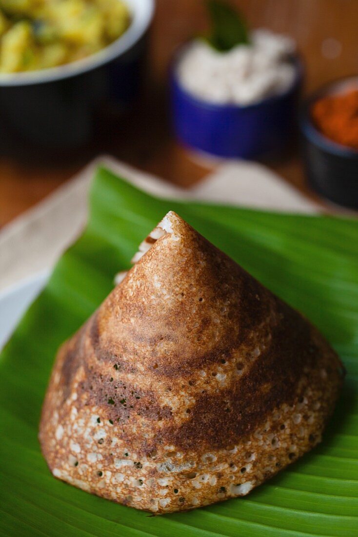 Masala Dosa (Crepe mit Kartoffelfüllung, Indien)