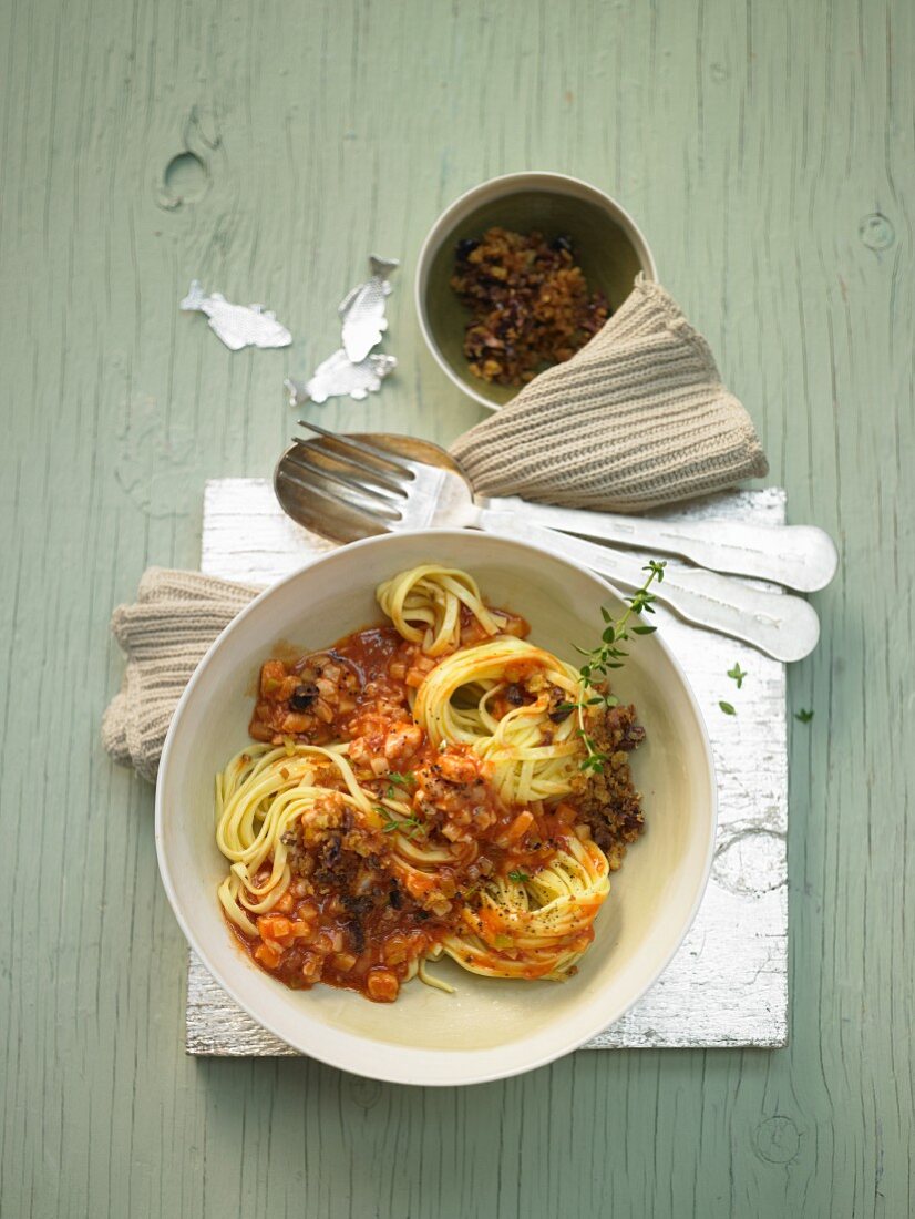 Linguine with gurnard bolognese