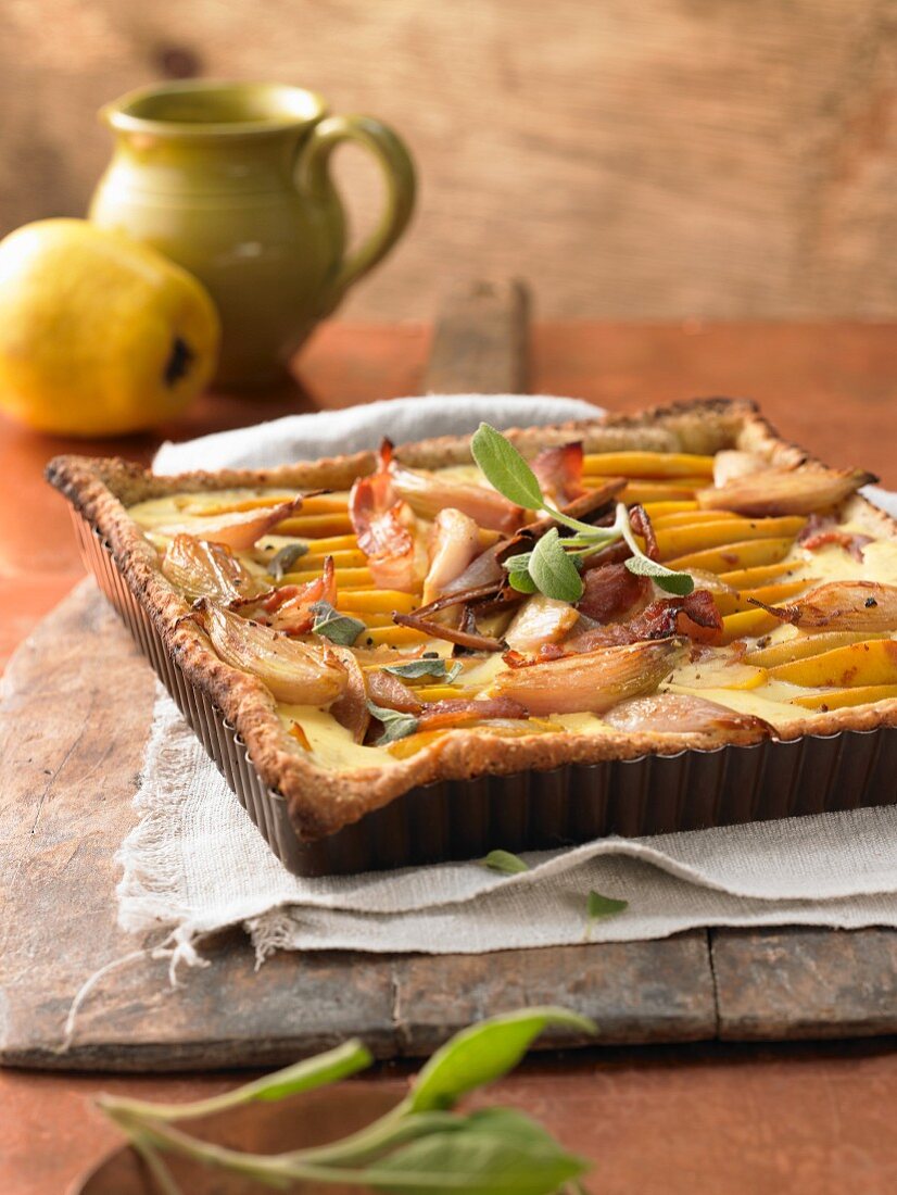 Quince and bacon tart