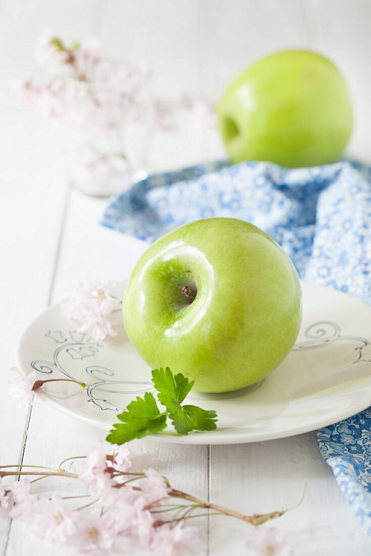 Green apples and parsley leaves