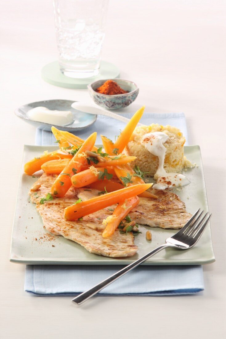 Turkey escalope with carrots
