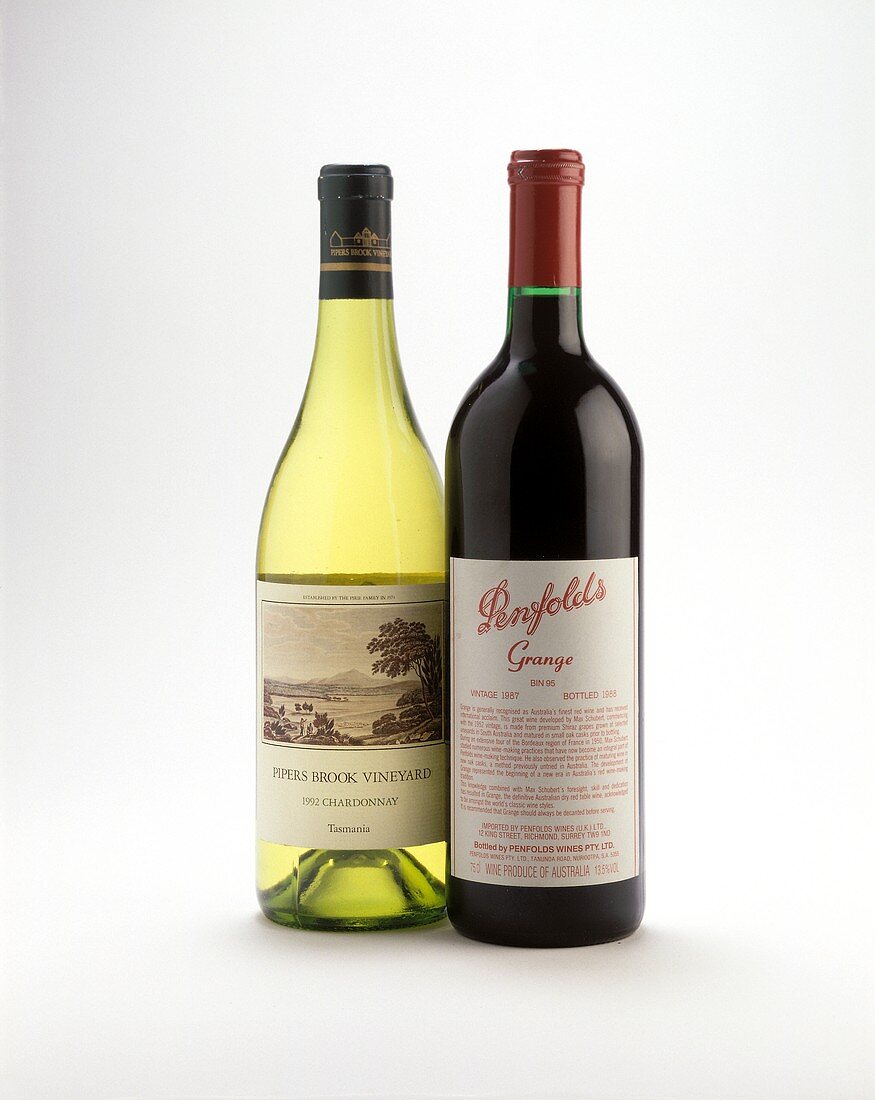 Two Australian wines from Pipers Brook and Penfolds