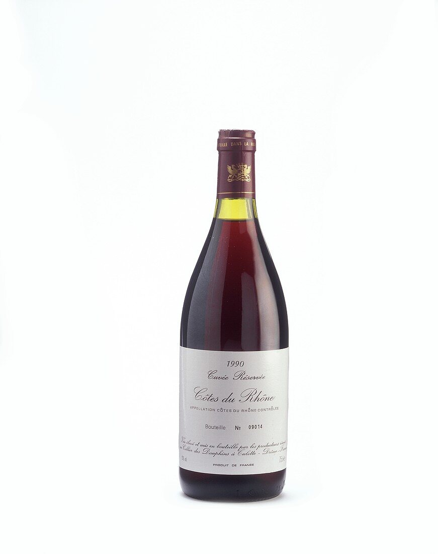 1990 red wine from the Cotes du Rhone (Drome, S. France)