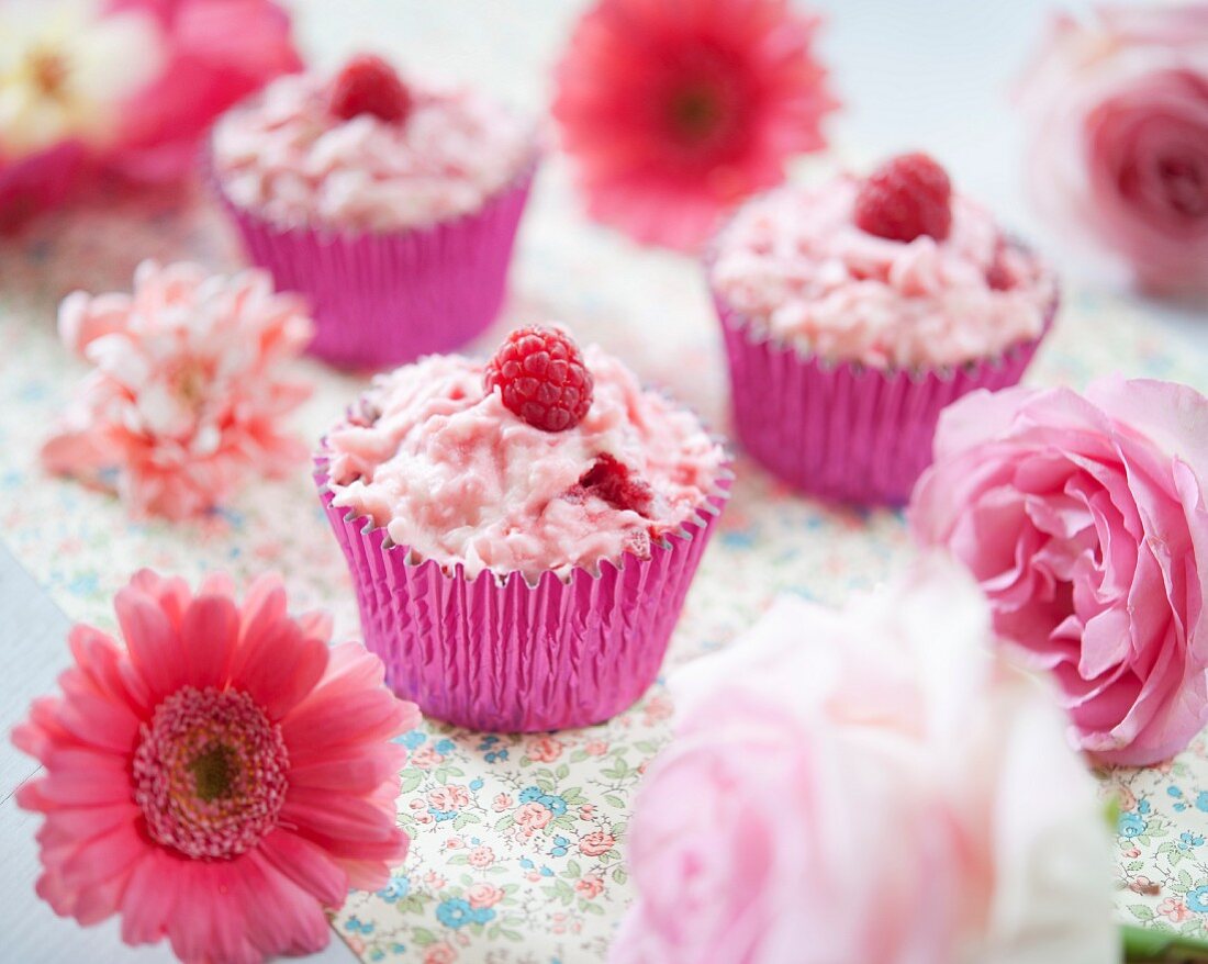 Eton Mess Cupcakes mit Himbeeren