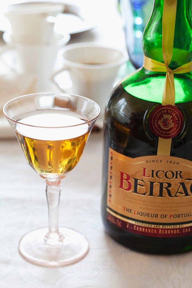 A glass of Portuguese Beirao liqueur
