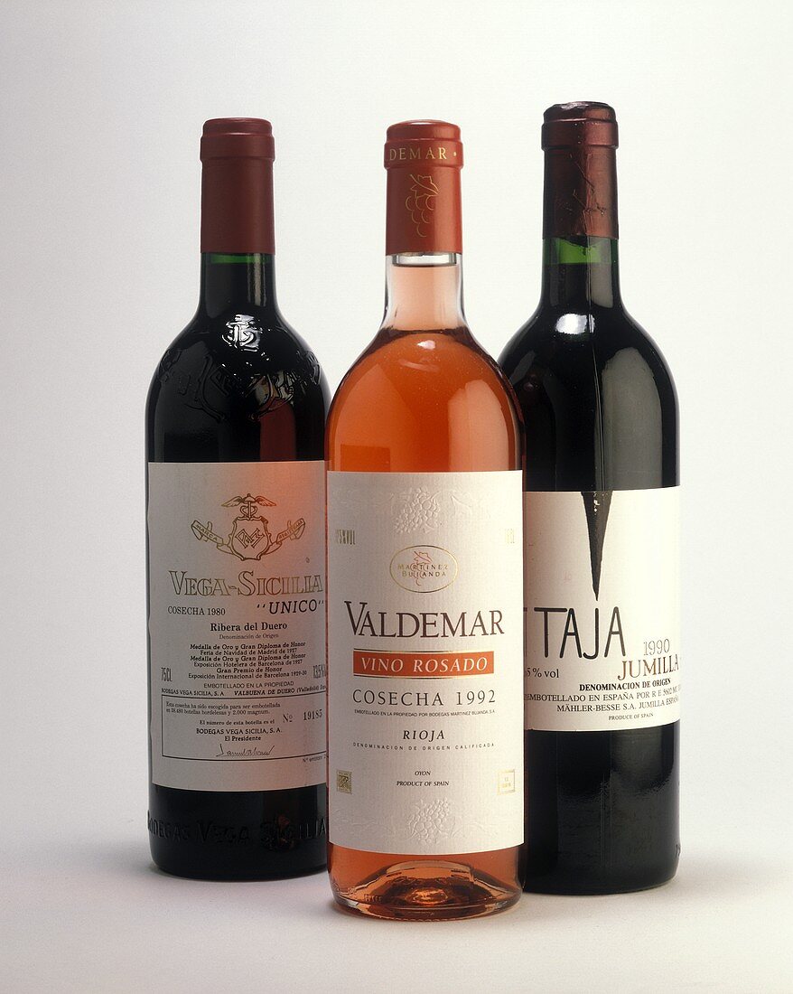 Red wines and a rose from various regions of Spain