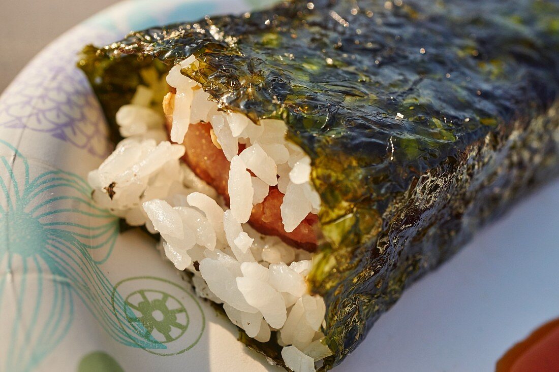 Spam Musubi (Hawaiian snack) at a market