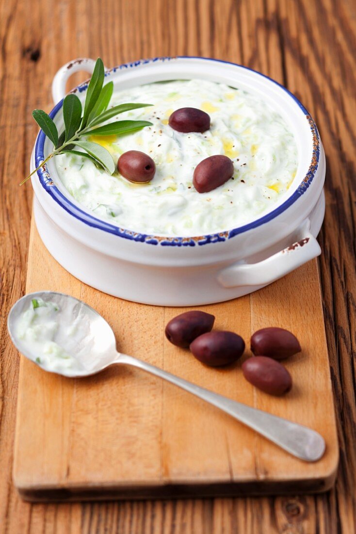 Tzatziki with olives