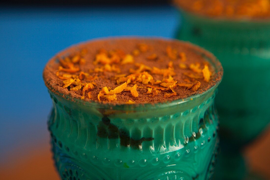 Orange tiramisu in an old-fashioned jar