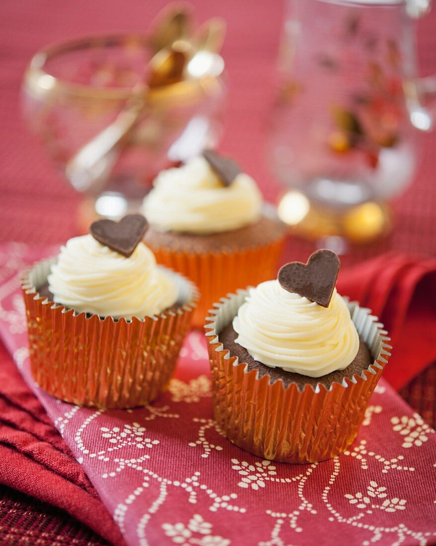 Chocolate heart cupcakes