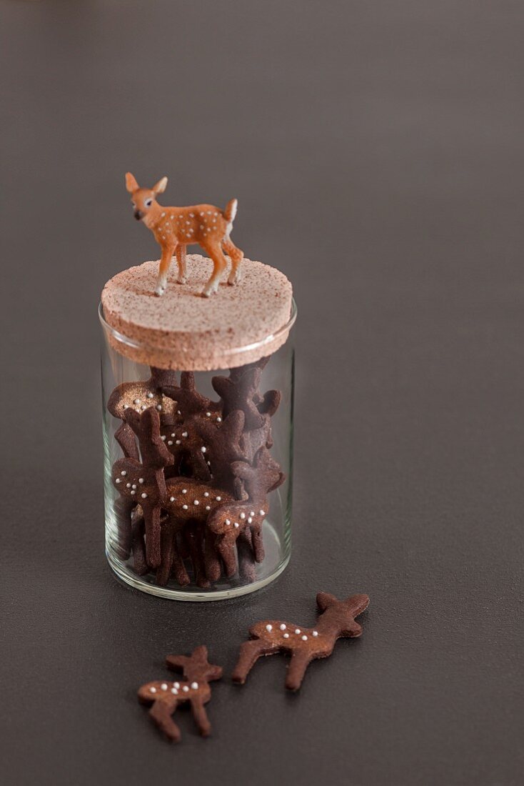 Deer-shaped biscuits in storage jar decorated with deer figurine