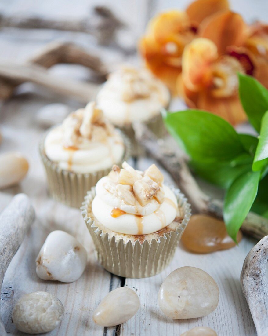 Banana toffee cupcakes