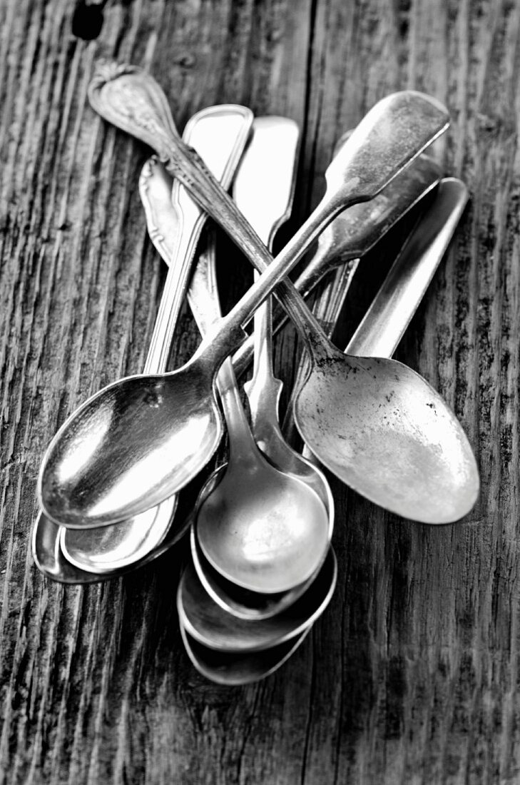 Antique spoons (black-and-white shot)