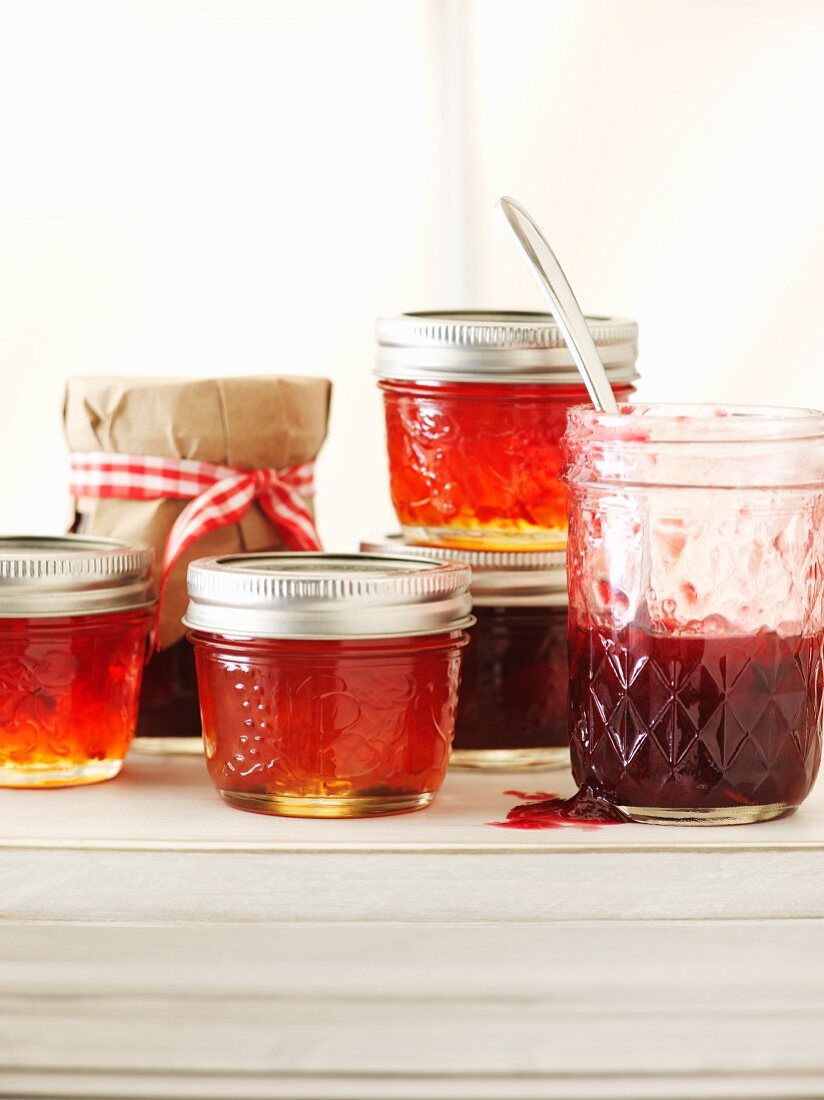 Various jars of homemade jam