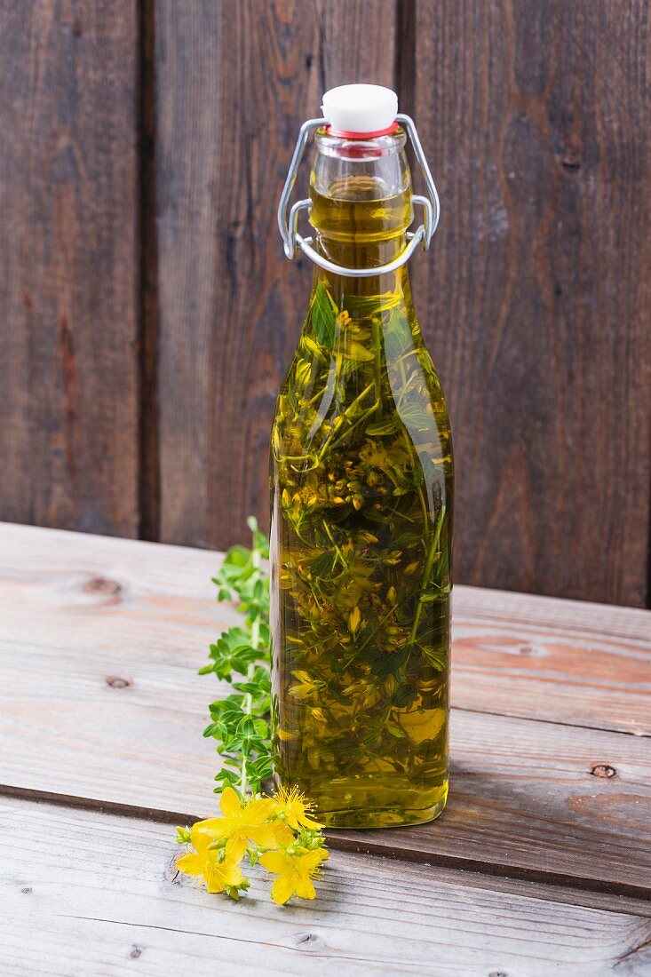 St. John's Wort oil in a flip-top bottle