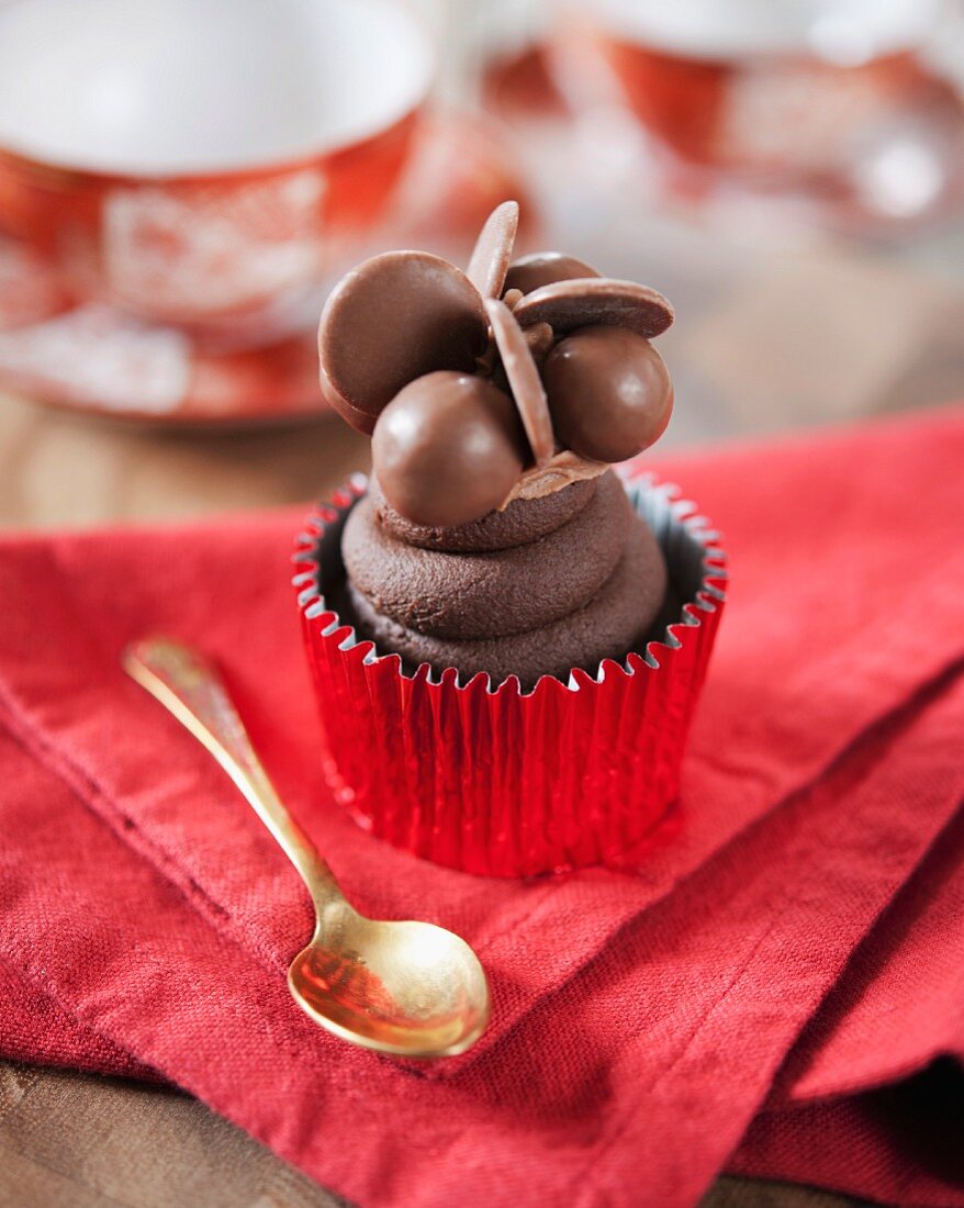 A chocolate cupcake