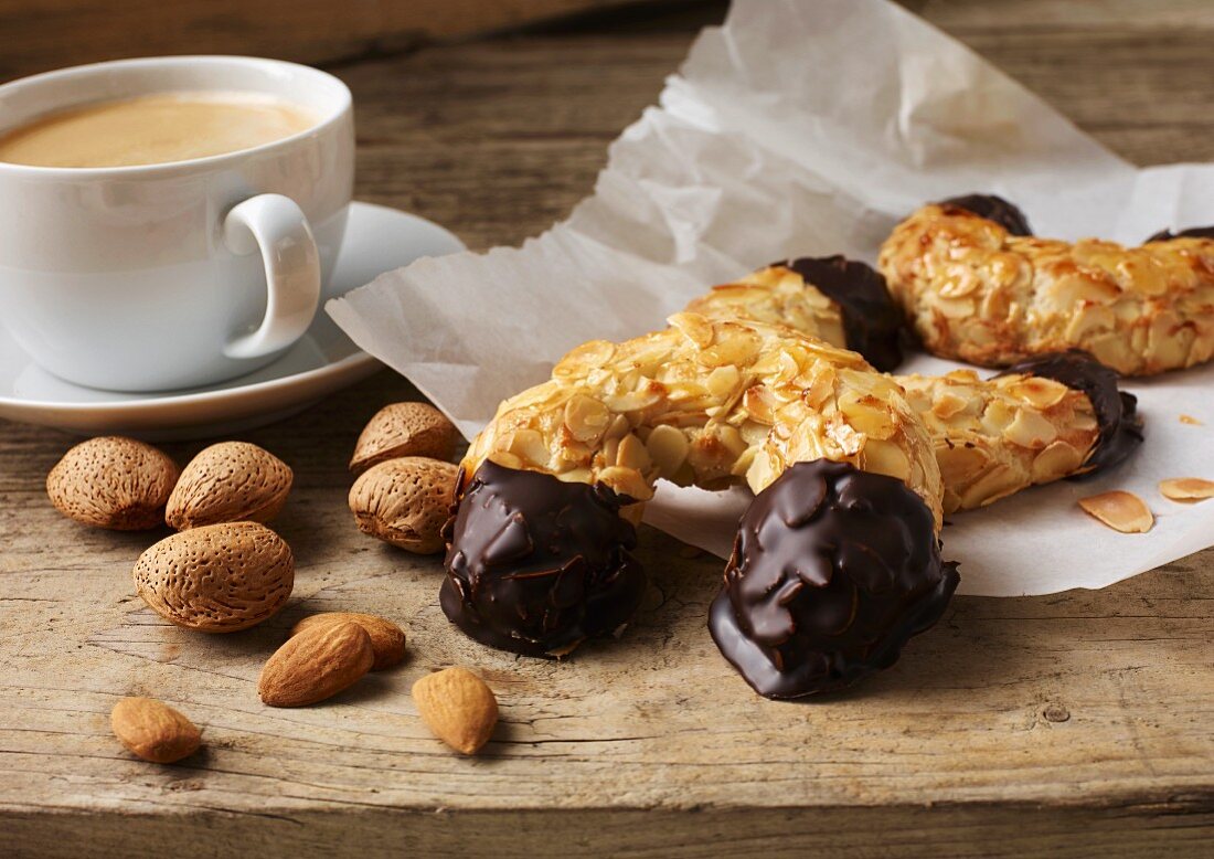 Almond pastries served with a cup of coffee