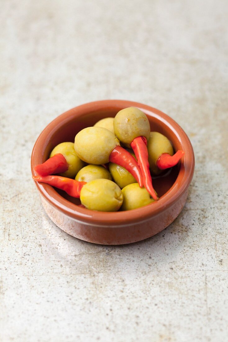 Olives stuffed with piri-piri