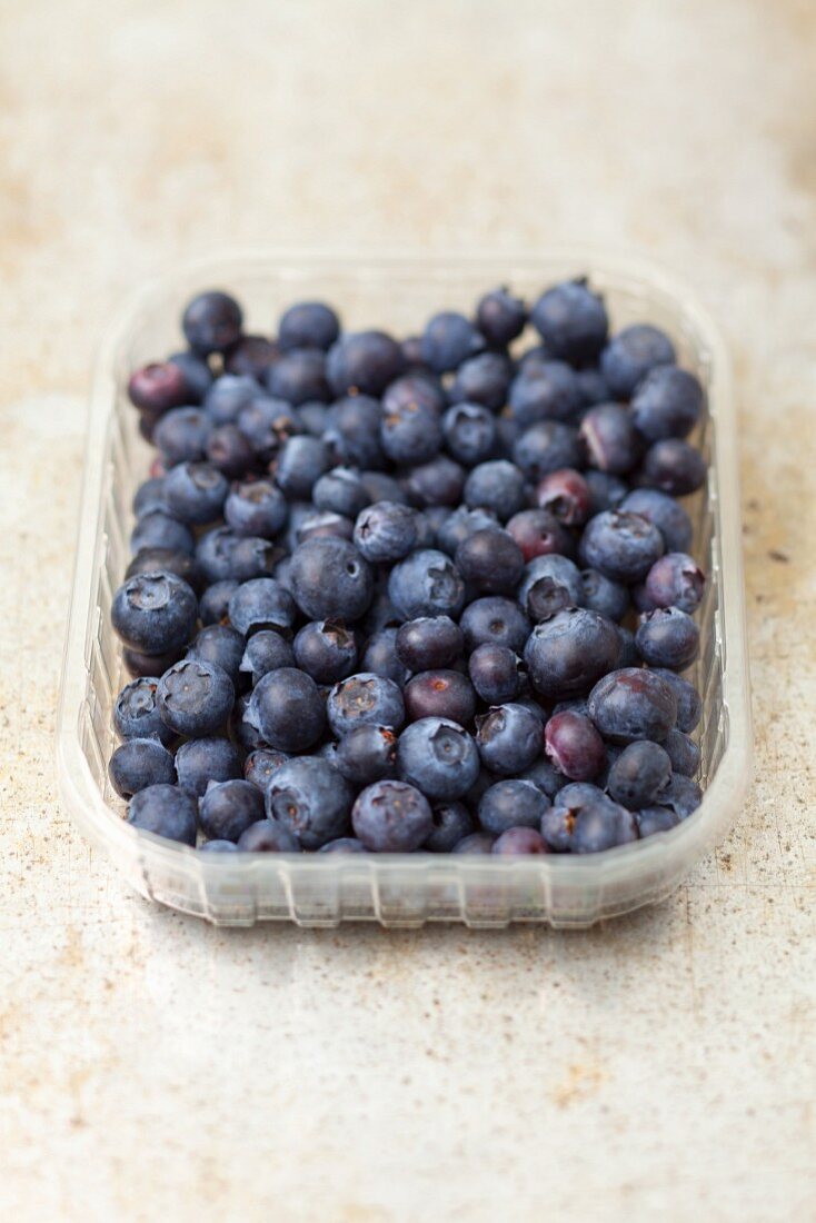 Blueberries in plastic punnet