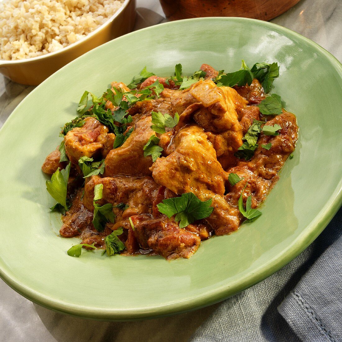 Indian chicken curry with rice