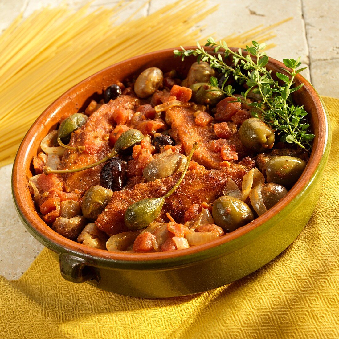 Chicken with olives and capers