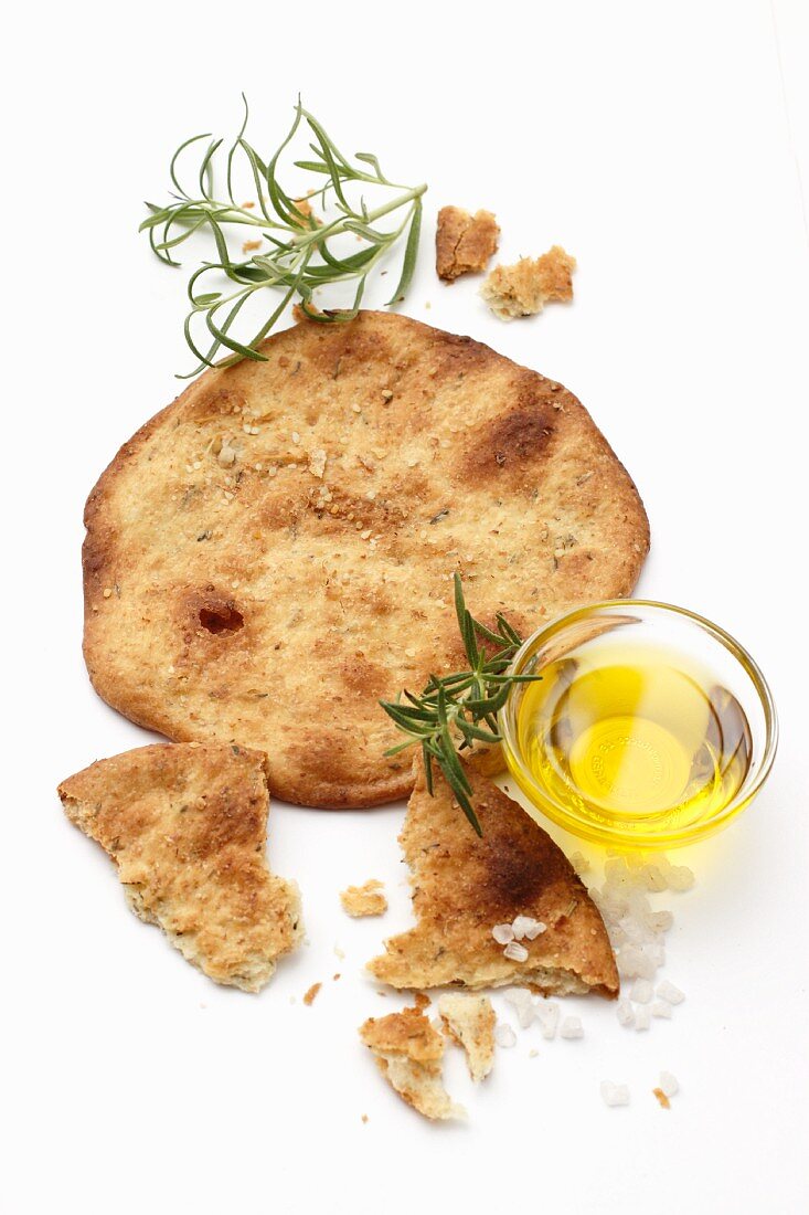 Unleavened bread with rosemary and olive oil