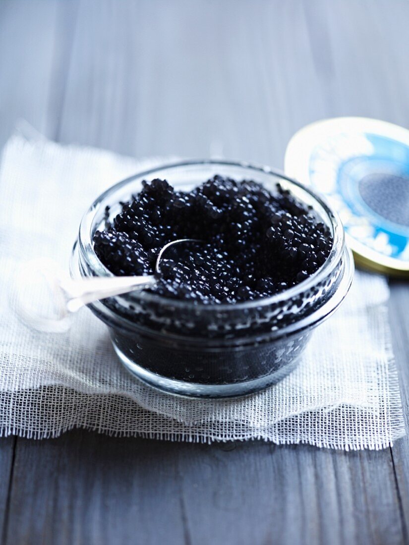A jar of Beluga caviar